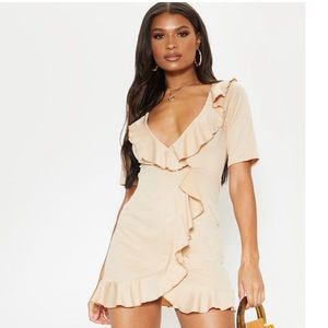 Stone Frill Detail Wrap Dress